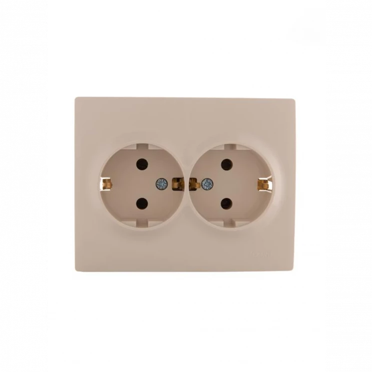 Розетка 2-м СП Karina с заземл. термопласт крем. LEZARD 707-0300-127B
