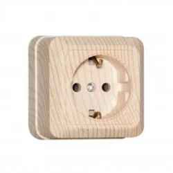 Розетка 1-м ОП Олимп 16А с заземл. сосна UNIVersal 5560902