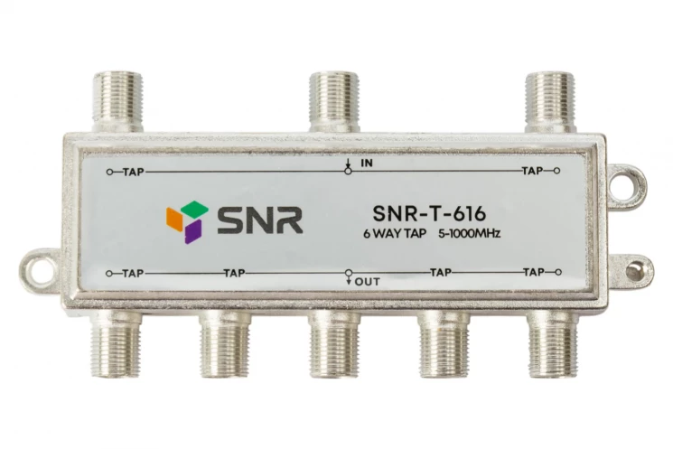 Ответвитель абонентский SNR-T-616, на 6 отводов, вносимое затухание IN-TAP 16dB.