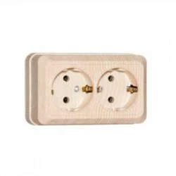Розетка 2-м ОП Олимп 16А с заземл. сосна UNIVersal 5560865