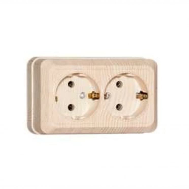 Розетка 2-м ОП Олимп 16А с заземл. сосна UNIVersal 5560865