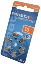 RENATA Zinc-Air 13 (0% Hg) BL6 (в коробке 300 шт), Элемент питания