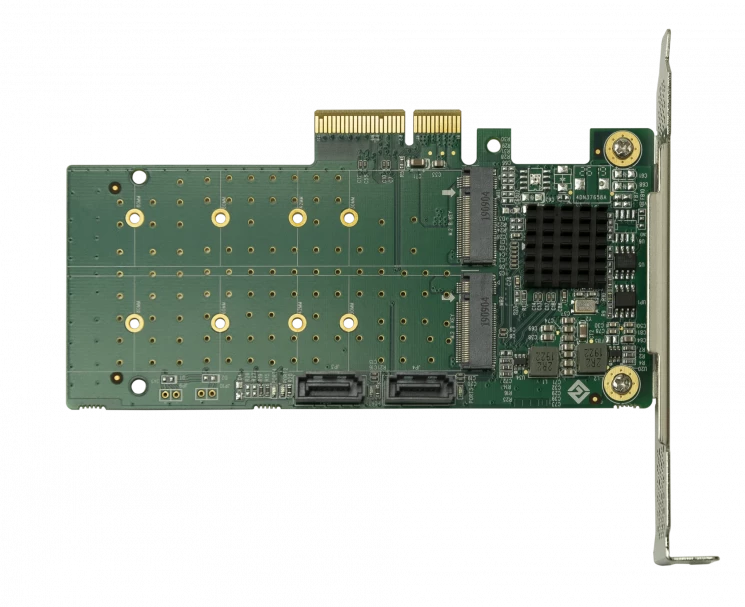 Переходной адаптер PCIe 2.0 x4 на 2xM.2 и 2xSATA, RAID 0,1
