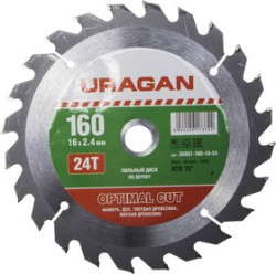 Круг пильный твердосплавный URAGAN 36801-160-16-24 оптимальный рез по дереву 160х16мм 24т