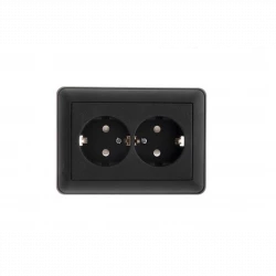 Розетка 2-м СП W59 16А IP20 с заземл. защ. шторки в сборе черн. бархат SE RS16-255-68