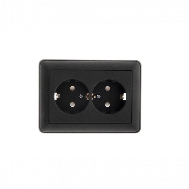 Розетка 2-м СП W59 16А IP20 с заземл. защ. шторки в сборе черн. бархат SE RS16-255-68