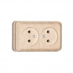 Розетка 2-м ОП Олимп 16А без заземл. сосна UNIVersal 5560858