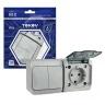 Блок ОП Nix (розетка 16А 250В с заземл. + 2-кл. выкл. 10А) IP54 сер. TOKOV ELECTRIC TKE-NX-V2RZ-C06T