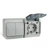 Блок ОП Nix (розетка 16А 250В с заземл. + 2-кл. выкл. 10А) IP54 сер. TOKOV ELECTRIC TKE-NX-V2RZ-C06T