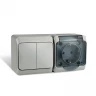 Блок ОП Nix (розетка 16А 250В с заземл. + 2-кл. выкл. 10А) IP54 сер. TOKOV ELECTRIC TKE-NX-V2RZ-C06T