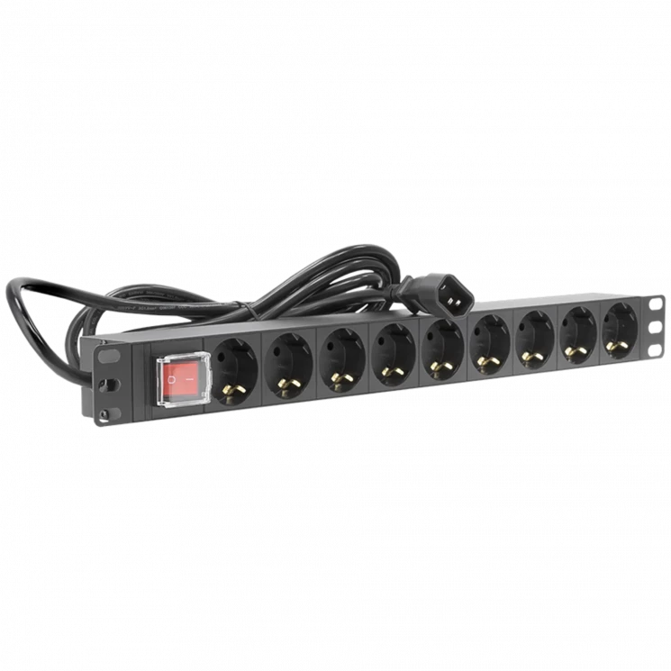 Блок розеток серии SNR-PDU базовый на 9хSchuko, шнур питания 2 м 3x1.5 мм² с вилкой C14, 10A