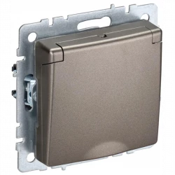 Розетка BRITE РСбш10-3-БрШ 16А IP20 с заземл. защ. шторки с крышкой шампань IEK BR-R16-16-K37