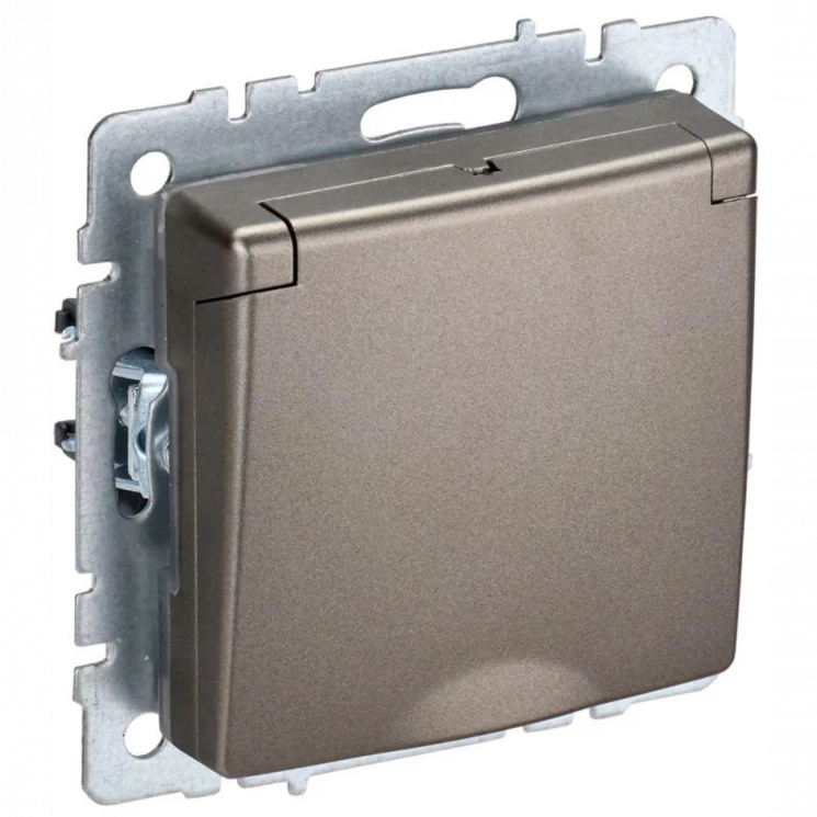 Розетка BRITE РСбш10-3-БрШ 16А IP20 с заземл. защ. шторки с крышкой шампань IEK BR-R16-16-K37