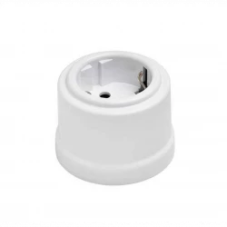 Розетка 1-м ОП Лизетта 16А IP20 ретро с заземл. керамика бел. Bironi B1-101-01