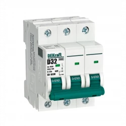 Выключатель автоматический модульный 3п D 32А 6кА ВА-103M без теплозащиты DEKraft 12559DEK