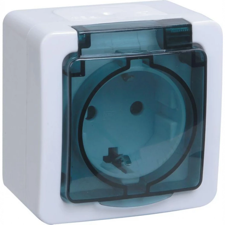 Розетка 1-м ОП Гермес Plus РСб20-3-ГПБд 16А IP54 с заземл. с дым. крышкой бел. IEK ERMP12-K03-16-54-