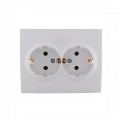 Розетка 2-м СП Karina с заземл. термопласт бел. LEZARD 707-0200-127B