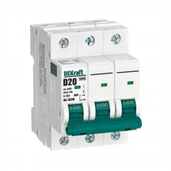 Выключатель автоматический модульный 3п D 20А 6кА ВА-103M без теплозащиты DEKraft 12557DEK