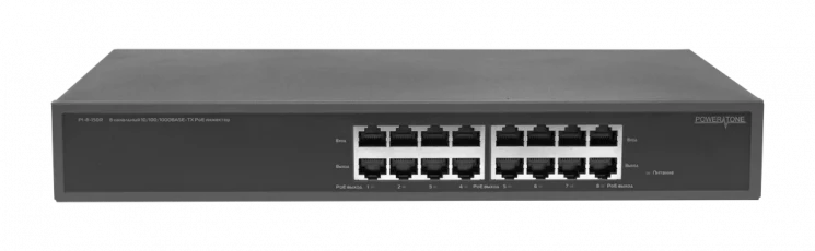 PoE инжектор стоечный неуправляемый PI-8-150R, 8x10/100/1000BASE-T PoE 802.3af&at, PoE бюджет 150Вт