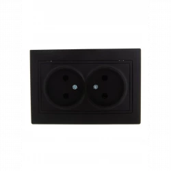 Розетка 2-м СП Mira 16А IP20 без заземл. со вставкой керамика черн. бархат LEZARD 701-4242-128