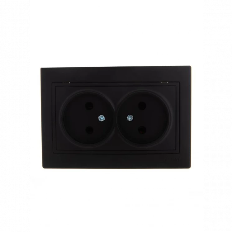 Розетка 2-м СП Mira 16А IP20 без заземл. со вставкой керамика черн. бархат LEZARD 701-4242-128