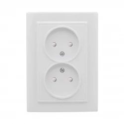 Розетка 2-м СП Минск 10А IP20 без заземл. защ. шторки бел. Basic EKF ERR10-102-100