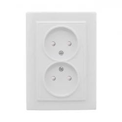 Розетка 2-м СП Минск 10А IP20 без заземл. защ. шторки бел. Basic EKF ERR10-102-100
