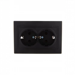 Розетка 2-м СП Mira 16А IP20 с заземл. керамика черн. бархат LEZARD 701-4242-127