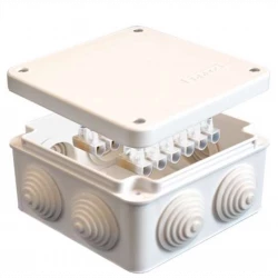 Коробка распределительная ОП 105х105х56мм IP54 с клемм. 7 выходов 4 гермоввода 10А 12 контактов крыш