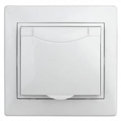 Розетка 1-м СП Plano 1-203-01 16А IP20 250В 2P+E Schuko защ. крышка бел. Intro Б0053889