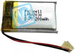 LP502030-PCM, Аккумулятор литий-полимерный (Li-Pol) 200(250)мАч 3.7В, с защитой, PoliCell
