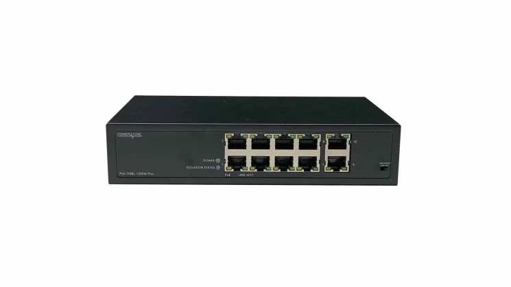 Неуправляемый 8 портовый PoE коммутатор PUS-TT08L-120RM Plus с изоляцией портов и возможностью установки в стойку