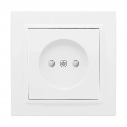 Розетка 1-м СП Минск 10А IP20 без заземл. защ. шторки бел. Basic EKF ERR10-022-100