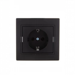 Розетка 1-м СП Mira с заземл. керамика черн. бархат LEZARD 701-4242-122