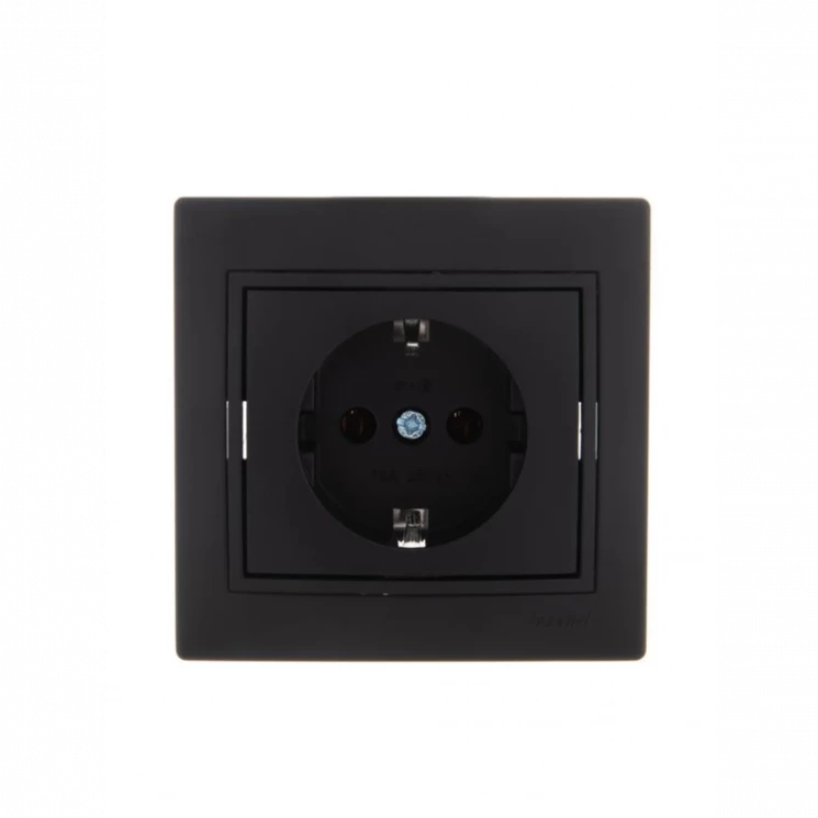 Розетка 1-м СП Mira с заземл. керамика черн. бархат LEZARD 701-4242-122