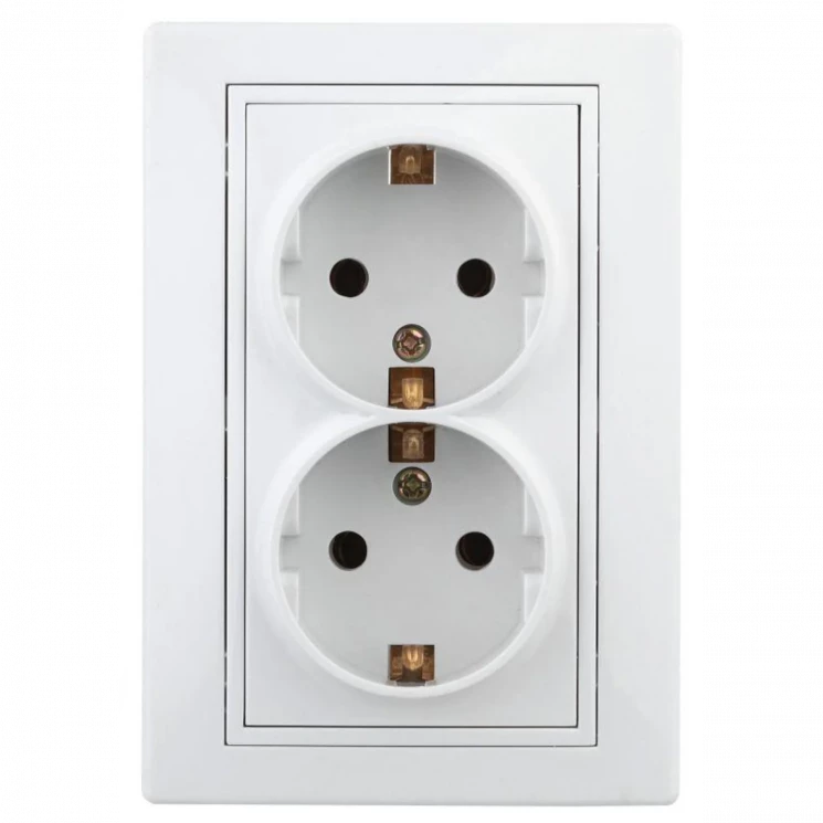 Розетка 2-м СП Plano 1-205-01 16А IP20 250В 2х2P+E Schuko бел. Intro Б0053915