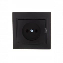 Розетка 1-м СП Mira 16А IP20 без заземл. со вставкой керамика черн. бархат LEZARD 701-4242-121