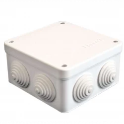 Коробка распределительная ОП 105х105х56мм IP54 7 выходов 4 гермоввода крышка на винтах бел. Epplast