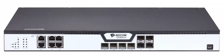 OLT BDCOM GP3600-04-2AC с 4 портами GPON (SFP), 4 комбо-портами, 4хSFP, 4 SFP+, 2 БП АC