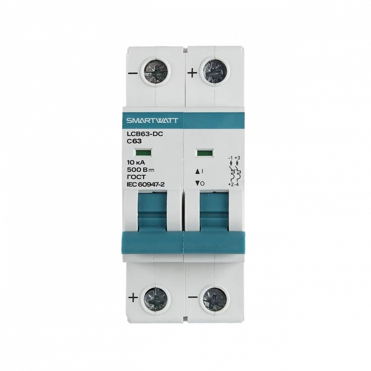 Модульный автоматический выключатель SMARTWATT PDE LCB63H-DC-C50/2, 50 А, 2P, кривая C, 10 кА
