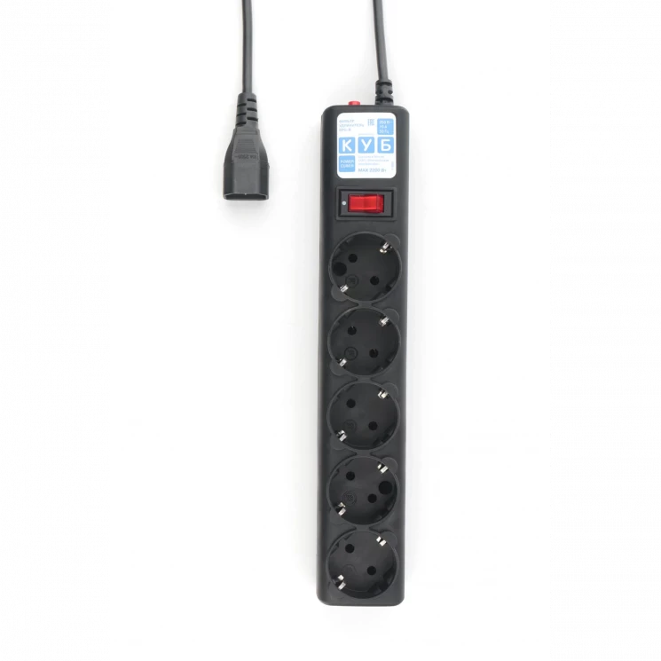 Ф-удлинитель, PC 3м, 5р, черн.граф. 10А, UPS(C14), SPG5-B3