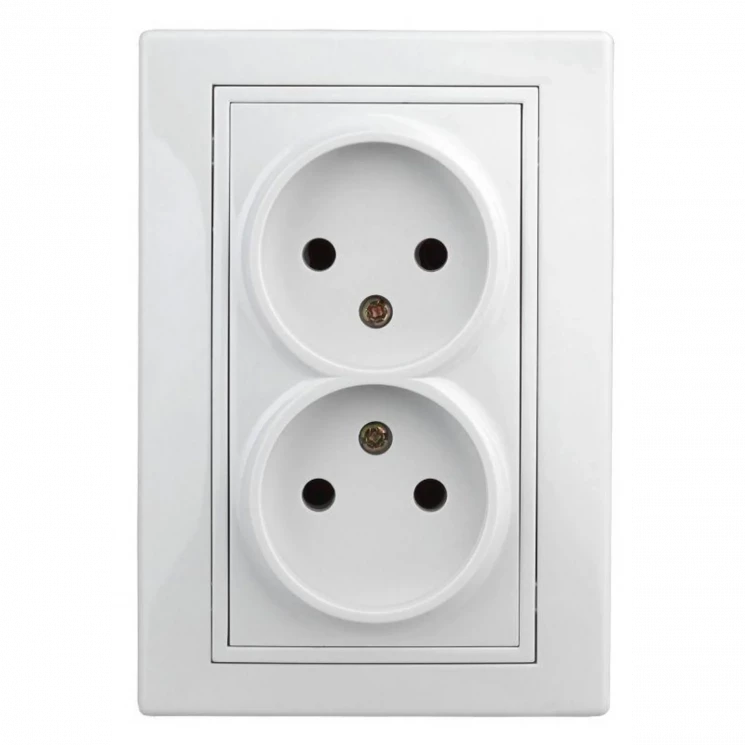 Розетка 2-м СП Plano 1-204-01 16А IP20 250В 2х2P бел. Intro Б0053904