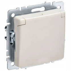 Розетка BRITE РСбш10-3-44-БрКр 16А IP44 с заземл. защ. шторки с крышкой беж. IEK BR-R16-16-44-K10