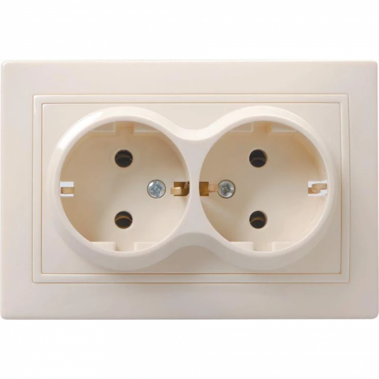 Розетка 2-м СП Кварта РС12-3-ККм 16А IP20 с заземл. без защ. шторок крем. IEK ERK24-K33-16-DM
