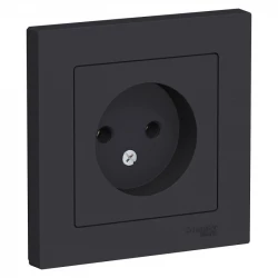 Розетка 1-м СП AtlasDesign 16А IP20 без заземл. в сборе карбон SE ATN001040