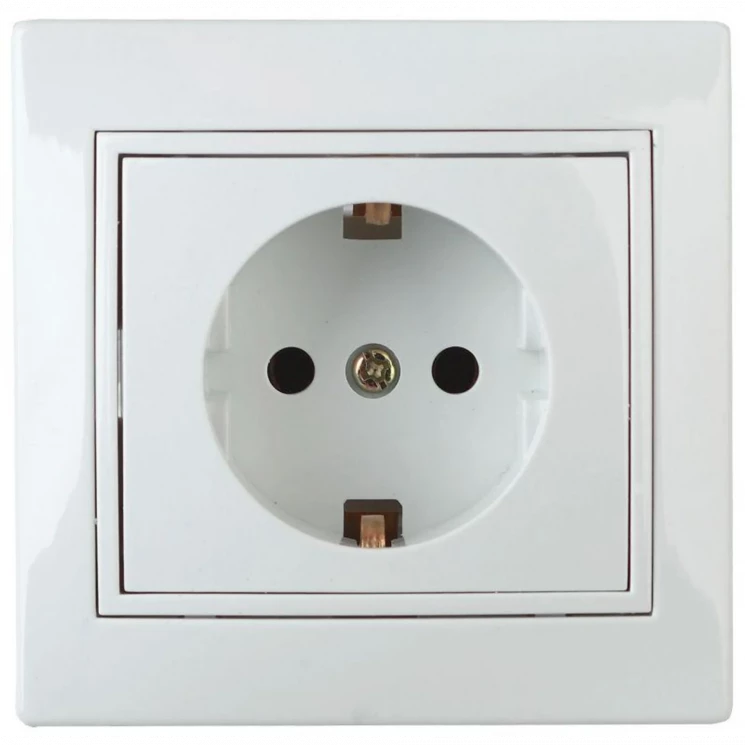 Розетка 1-м СП Plano 1-202-01 16А IP20 250В 2P+E Schuko бел. Intro Б0053874