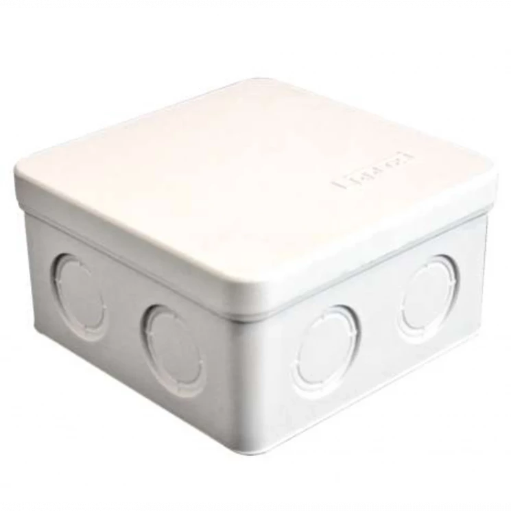 Коробка распределительная ОП 105х105х56мм IP54 7 выходов без гермовводов крышка защелкивающаяся бел.