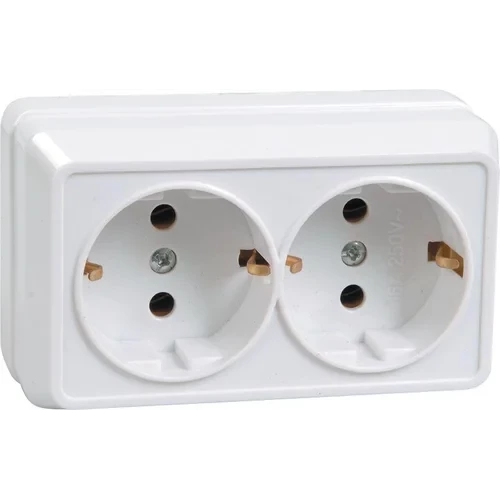 Розетка 2-м ОП Октава РС22-3-ОБ 16А IP20 с заземл. бел. IEK ERO21-K01-16-DC