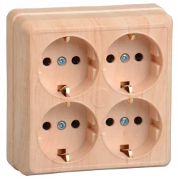 Розетка 4-м ОП Октава РС24-3-ОС 16А IP20 с заземл. сосна IEK ERO41-K03-16-DC