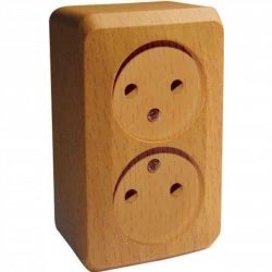 Розетка 2-м ОП Этюд Дача 16А IP20 250В без заземл. без защ. шторок бук SE PA16-005T